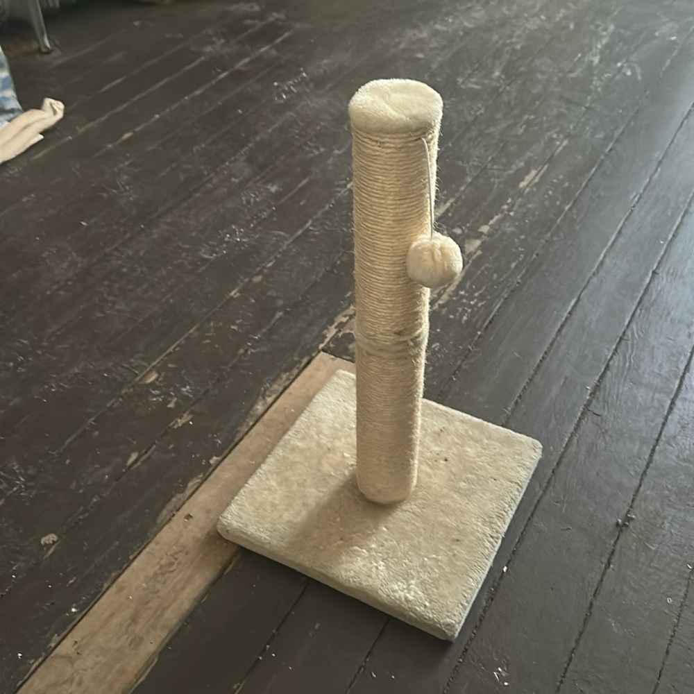 A cat scratching post new used once. Has 0 marks or damages.